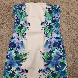 New York & Company Floral Strapless Dress Size 4